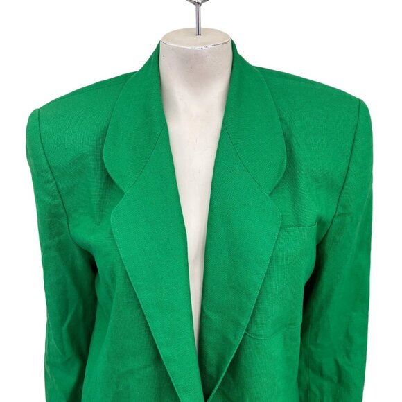 NEW VTG TALBOTS 100% Linen One Button Springtime Blazer in Kelly Green SZ 14 - Picture 2 of 9